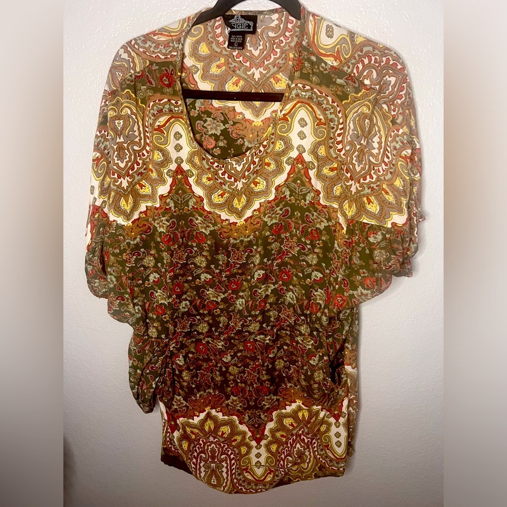 Angie | large (fits much smaller) | seventies retro minidress earth tones